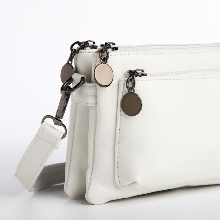 Bag Cross-Bodi with a zipper, white color-3