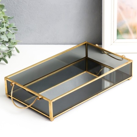 Standing interior glass with a rectangular mirror "Darkened" with handles 5x14x24 cm