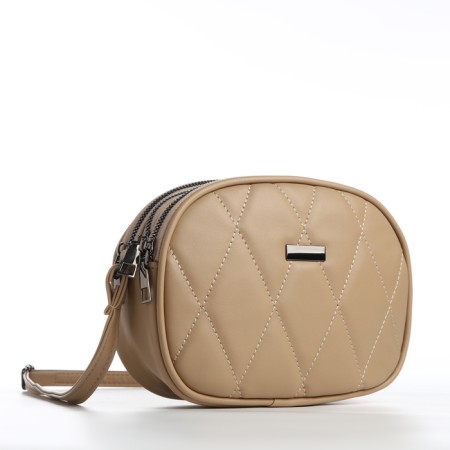Bag Women's Cross-Bodi with a zipper, beige color-2
