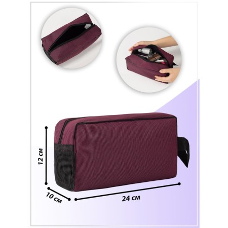 Cosmetic bag with lightning, burgundy color-3