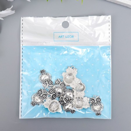 Decor Metal for creativity "Filin with heart" silver 7546 2.2x1.4 cm-3