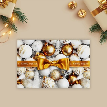 Postal card "Happy New Year!", Gold Bant 10 x 15 cm, New Year-1