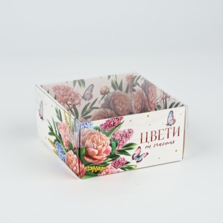 Box for confectionery with a plastic lid "Color", 12 x 6 x 11.5 cm