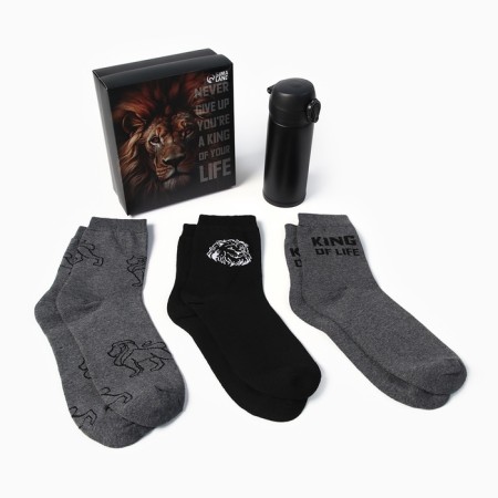 Подарочный набор термос и носки 3 пары KAFTAN King, р. 41-44 (27-29 см)-1
