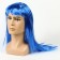 Carnival wig, long straight hair, blue color, 120 g