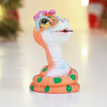 New Year. Symbol 2025. Figure "Snake with Bantik" 4x4x6cm, color