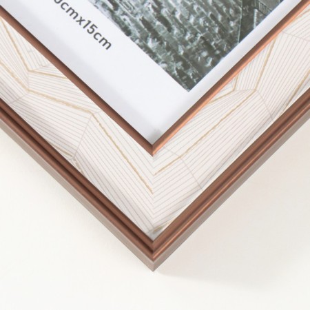 Photo frame Plastic in 2 photos 10x15 cm "Abstraction of lines on white" coffee-2