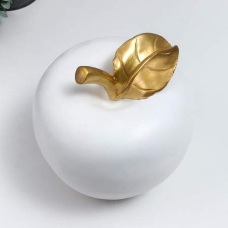 Polystone souvenir "White apple with a gold leaf" 18.5x17x17 cm-3