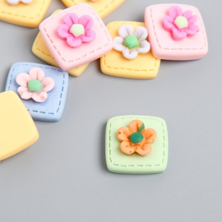 Decor for creativity plastic "Flower in a square" set 10 pcs mix-1