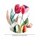 Graking on the table "Watercolor tulips", round, oxford, elastic band, size 120x120 cm, diameter 75-100 cm