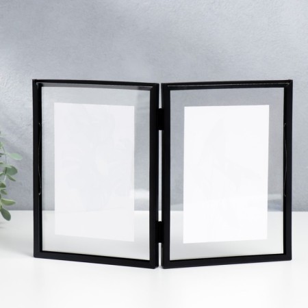 Photo frame Metal in 2 photos 10x15 cm "Loft. Strict lines" Black 20x30.5x2.3 cm-3