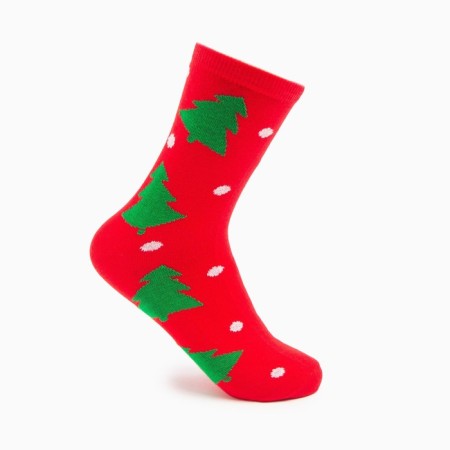 Women's socks "Christmas trees" color red, size 23-25