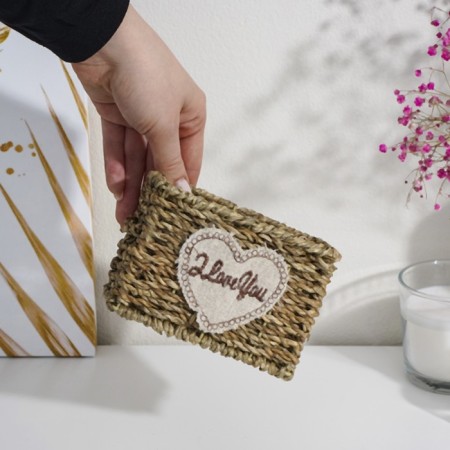 Kashpo wicker share "I love you", 13 × 8 × 8 cm, brown color-4