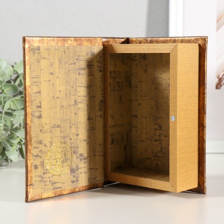 Broke-book wood, leatherette "Eiffel Tower" embossing, under metal 16.5x11.2x5 cm-1