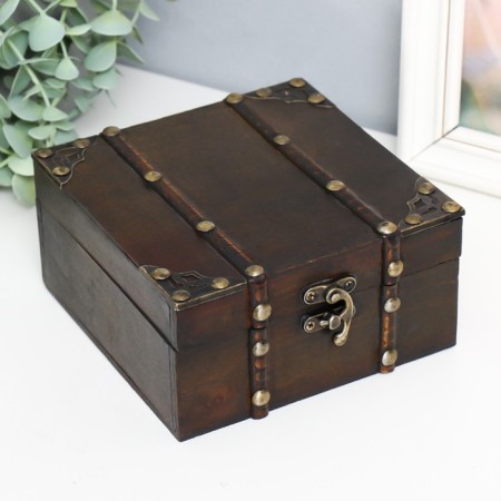 Casket wood chest "Galleya" with rivets 15x15x7.5 cm