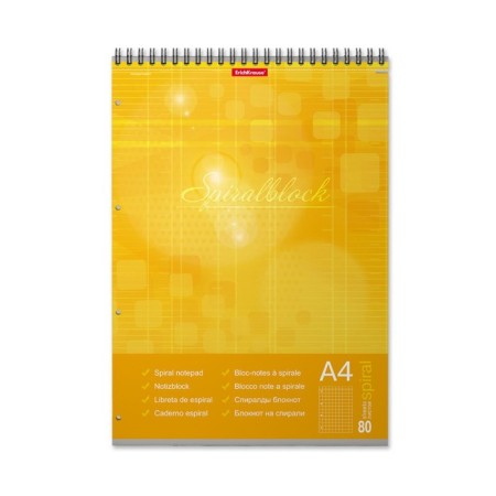 A4, 80 sheets, cell, Erichkrause "Spiralblock" notebook, cardboard cover, firm substrate, outlet, 100%, miceneration, mix-1