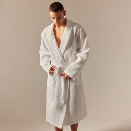 Wafel dressing gown Male SL Home: Basic "Blanc de Blanc", size XL, 100% cotton, 300 g/m2-1