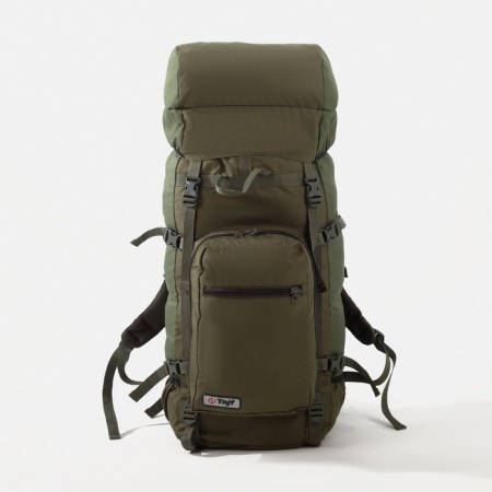Tourist backpack, TAIF, 60 liters, puff, external pocket, 2 side pockets, olive color