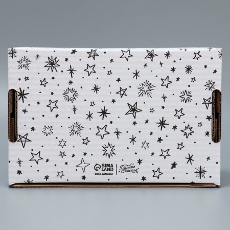 Box a gift team with a window, packaging, "stars", white, 24x8x16 cm-3