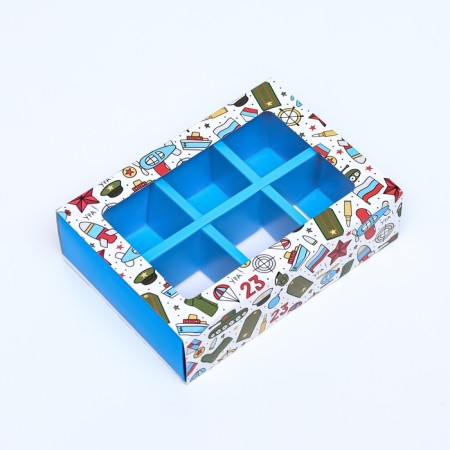 Box for sweets 6 pcs, "Male Day" 13.7 x 9.8 x 3.8 cm-2