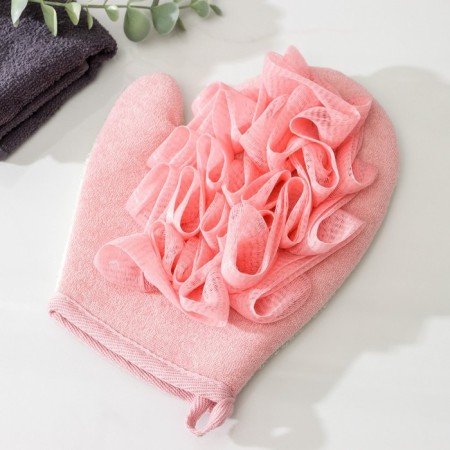 Mochelk - Massage Massage mittens with a scraper of the share "Aphrodite", 19 × 21 cm, pink color