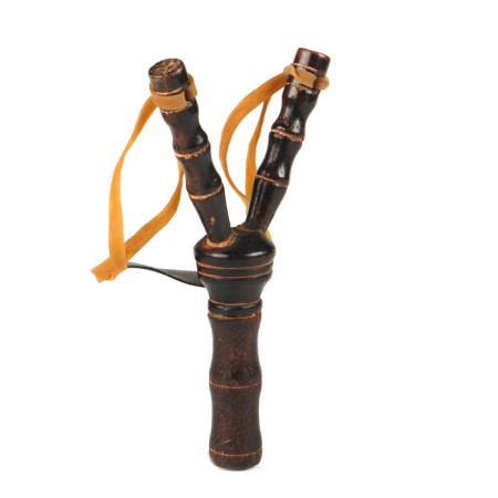 Bamboo slingshot, double rubber tourniquet, wooden, 19x11 cm,