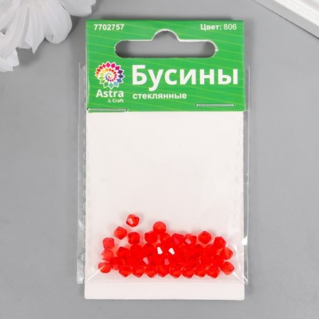 Glass beads 4 mm (set 40 pcs), Z-439 (806 red)-3