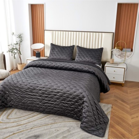 Set: bedspread, pillowcase, size 240x260 cm, 50x70 cm - 2 pcs, color anthracite-1