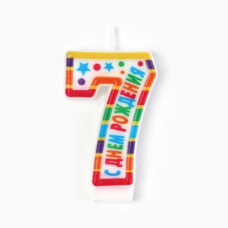 Candle for cake, number 7 "Happy Birthday".