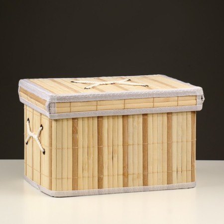 Folding box for storage, 28x38 cm N 23 cm, bamboo, lining, fabric, mix-6