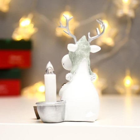 Souvenir Polystone Light "White Oleg in a knitted hat with a candle" MIX 11.5x8x10.5 cm-5
