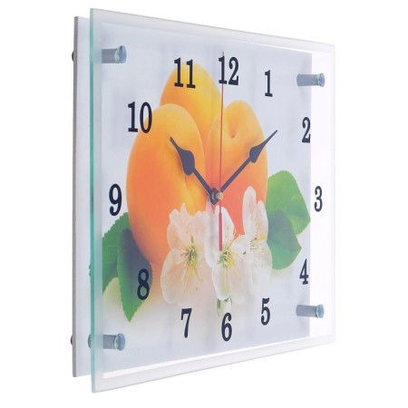 Carty clock is wall-mounted, interior "apricots with flowers", silent, 25 x 35 cm-1
