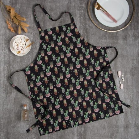 Apron Ethel Succulents 60x70cm, 100% cotton, sarzha 190 g/m2