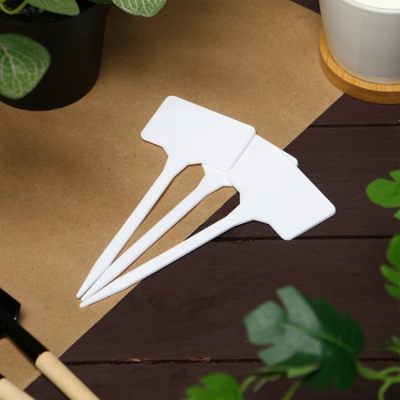 Garden signs for marking, 15 cm, set 10 pcs., Plastic, white, Greengo-4