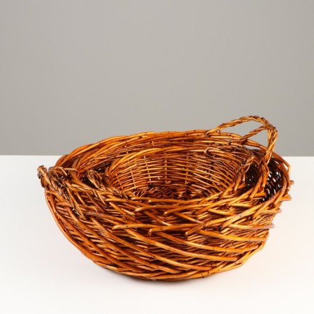 A set of baskets, 3 pcs, 42x14 cm, 34x11.5 cm, 26x9 cm, willow-1