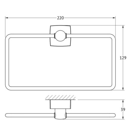 The holder of the towel is rectangular, chrome, fbs-1