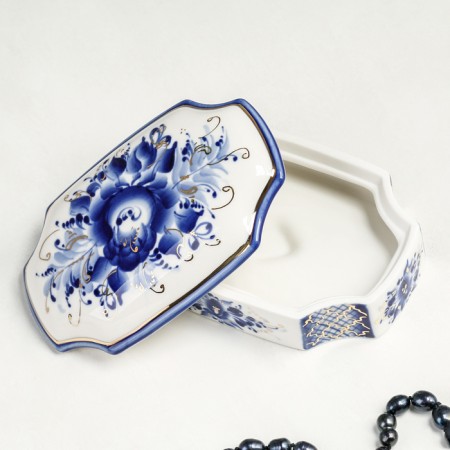 Great box, 15 x 9 x 5 cm, gzhel, cobalt-3