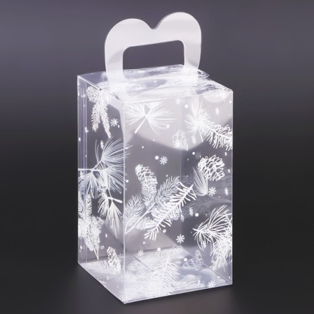 New Year. Box Gift New Year's Folding PVC Metel 12 x 7 x 7 cm.