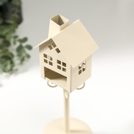 Climber Metal 1 Candle "House" White 23x9x9 cm-3