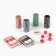 Poker in a metal case (maps 2 decks, chips 100 pcs b/nominal, 5 cubes), 20 x 20 cm