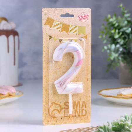 Candle in the “White Marble” cake, number “2”, giant, 12.5 cm-1