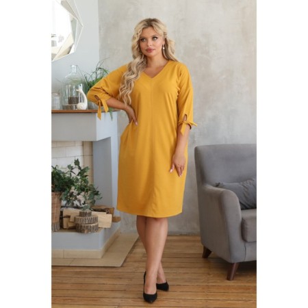 Female dress, size 50, mustard color-8