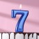 Candle for the Cake "European Giant", number 7, 7 cm, blue metallic
