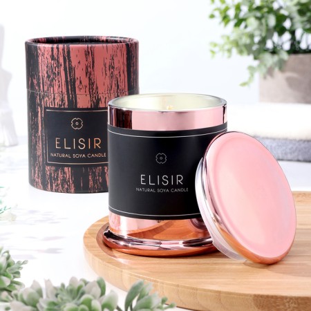 Aromatic candle "Elisir", 9x10.5 cm, orchid, pink gold