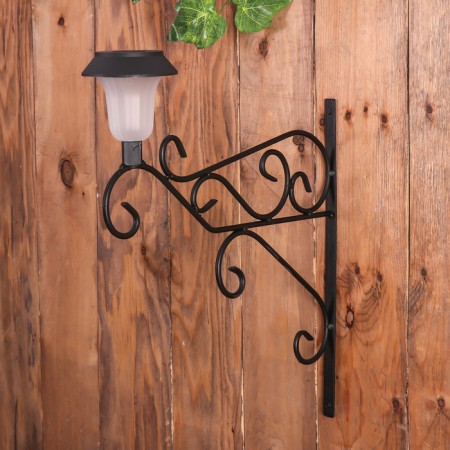 Kashpo bracket, forged, with a flashlight, 50 cm, metal, black, “pattern”-4