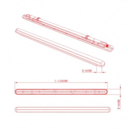 Linear LED lamp ERA SPP-2, 1200x66x66 mm, IP65, 32W, 4160lm, 6500k, gray-1