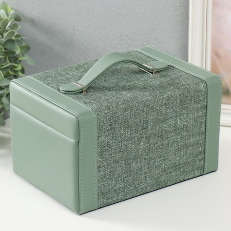 Casket to the leatherette for decorating the chest "Green" combined 23.5x16.5x14.5 cm-4