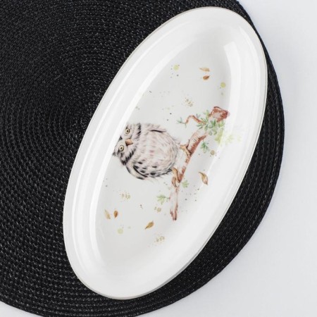 Oval shade oval "owl", 28.2 × 14.5 × 3.5 cm, white color