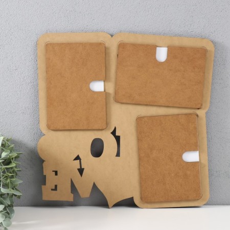 Photo frame LHDF "Love" 33x33 in 3 photos 10x15 cm, col. Wenge-white (plastic screen)-2