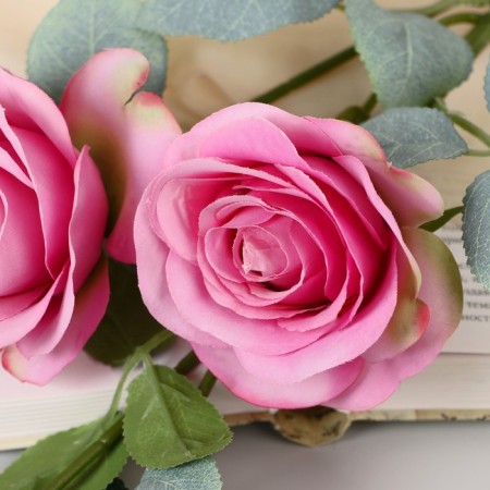 Artificial flowers "bush rose" 67 cm, bright pink-1